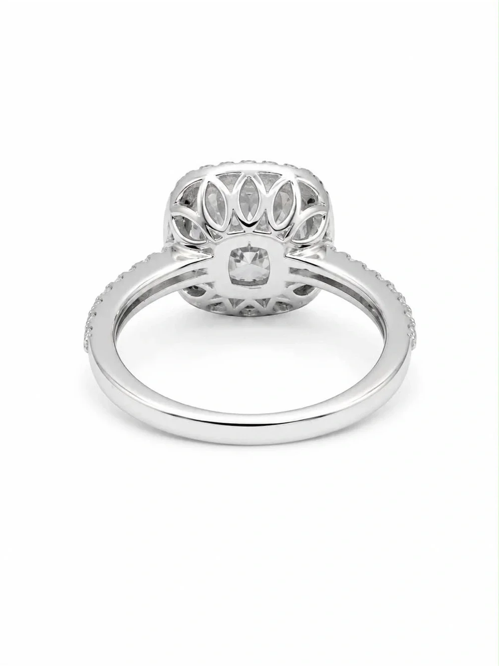 Cushion Halo Solitaire Ring in Silver with Clear Center Stone